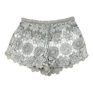 Love Tree Happens Women’s Drawstring Floral Lace Shorts Cream Size L Juniors